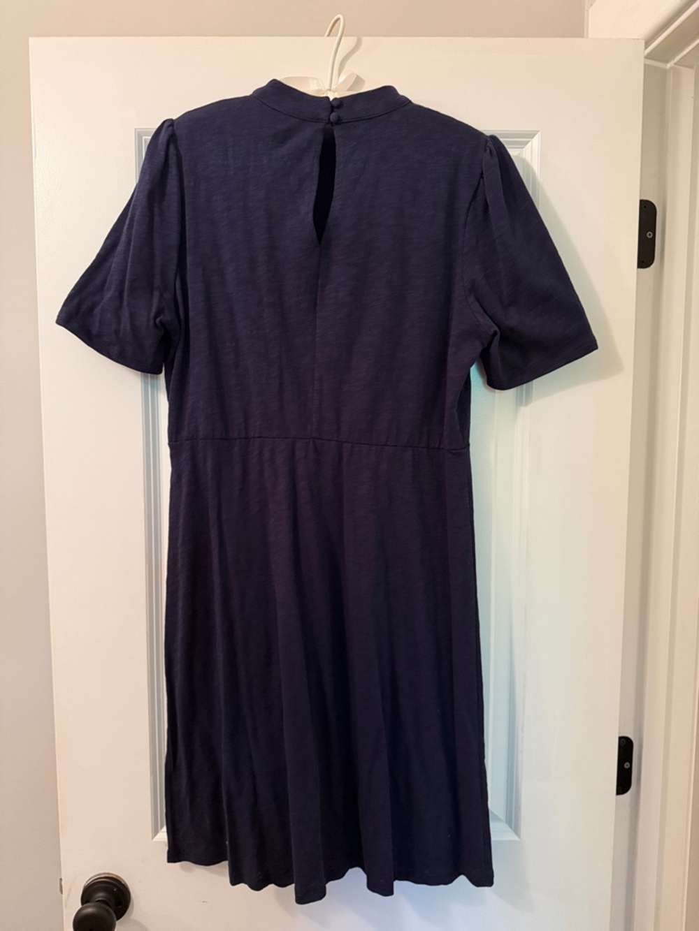 Boden Mock Neck Empire Waist Short Sleeve Mini Dress, Navy, 10R - Picture 3 of 6